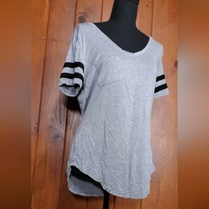 Gray T-Shirt with Black Stripes